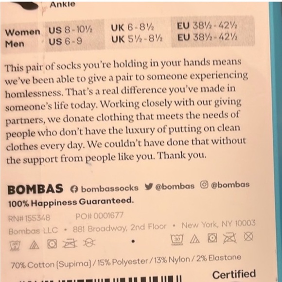 NWT Bombas Midweight ankle BOMBAS in size medium - Picture 6 of 6